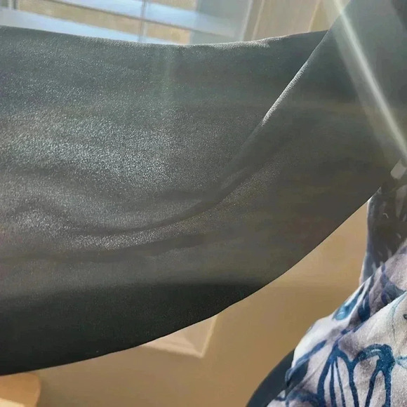 [L]Simply Vera  by Vera Wang Blue Floral LS Shirt Blouse with Sheered Sleeves - Picture 4 of 6